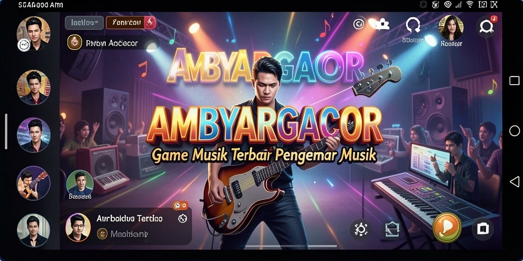 Screenshot gameplay AMBYARGACOR menampilkan aksi seru di dunia musik.