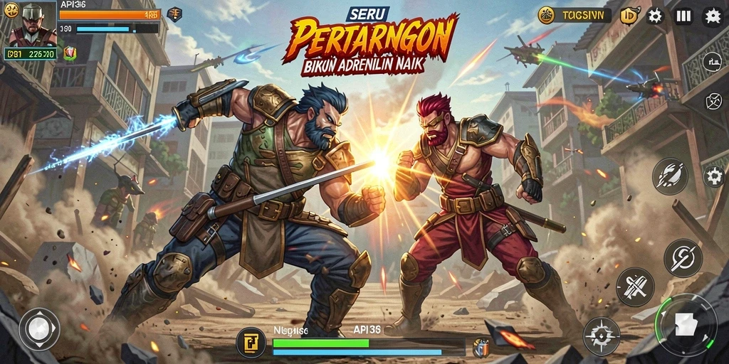 Tangkapan layar menunjukkan aksi pertarungan seru dalam API36.