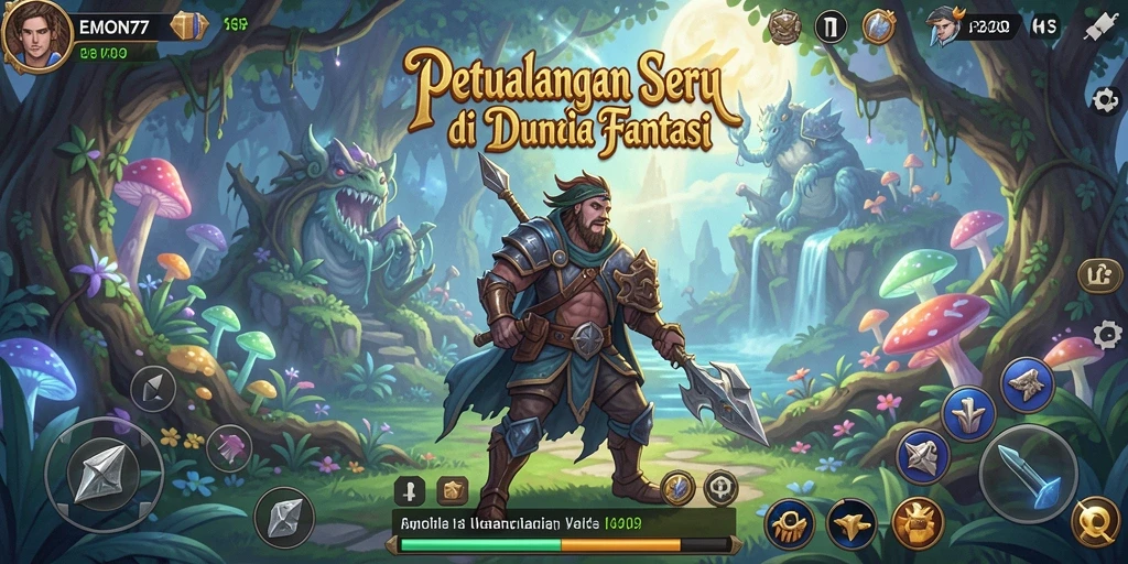 Tampilan gameplay seru di dunia petualangan EMON77.