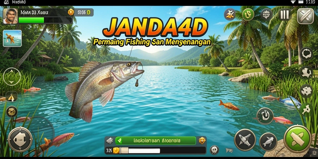 Tampilan gameplay JANDA4D saat memancing ikan dengan efek visual yang memukau.