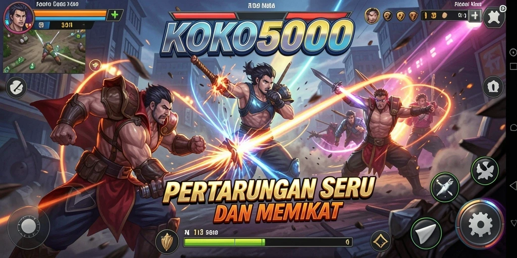 Screenshot utama KOKO5000 menampilkan aksi pertarungan yang mendebarkan.