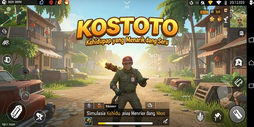 Tampilan gameplay KOSTOTO dengan aksi simulasi yang menarik.