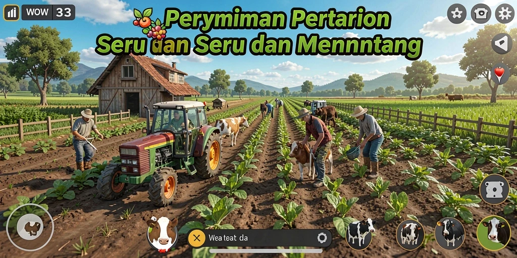 Tampilan menarik gameplay WOW33 dengan elemen pertanian.